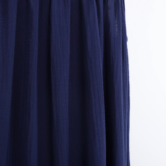 【再販開始！！】サラッと着れる コットン ダブルガーゼ ノースリーブシャツワンピース　ネイビー　0696NV 11枚目の画像