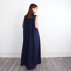 【再販開始！！】サラッと着れる コットン ダブルガーゼ ノースリーブシャツワンピース　ネイビー　0696NV 4枚目の画像