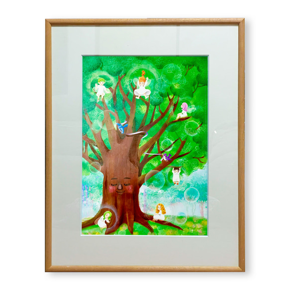 大きな木と６人の妖精／photoshop＆色鉛筆 