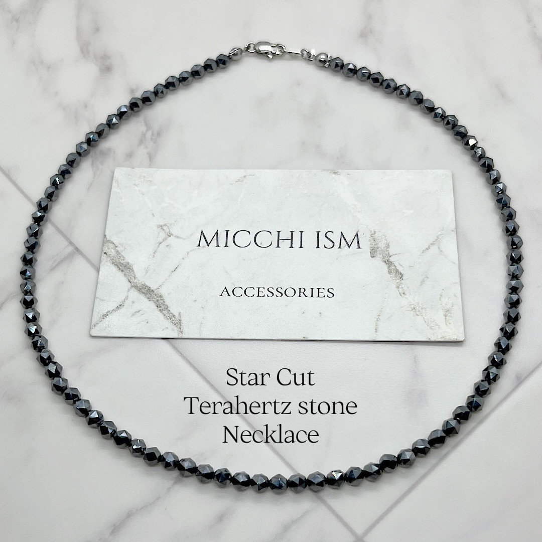 高純度 テラヘルツ鉱石ネックレス スターカット施工4mm玉 キラキラ 大人気 メンズ レディース 上品