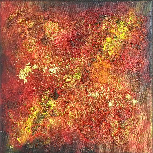 深海にあるもの / 抽象画 18×18㎝ 【S0】 テクスチャ ギフト