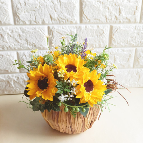 花 アートフラワーブーケ アートフラワー 向日葵 ヒマワリ プレゼント