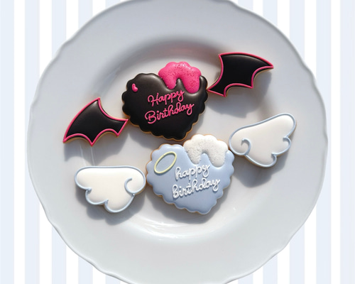 色が選べる♡アイシングクッキー♡天使と悪魔のプレートセット【天使