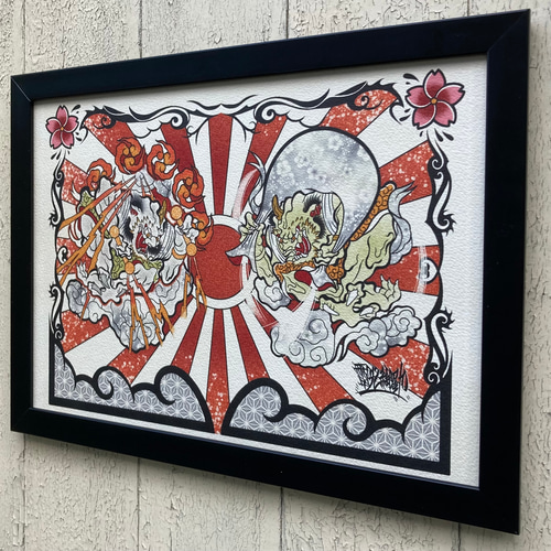 オオカミ　大神様　原画A4 サイズ　護符 オオカミ大神様原画A4 サイズ護符