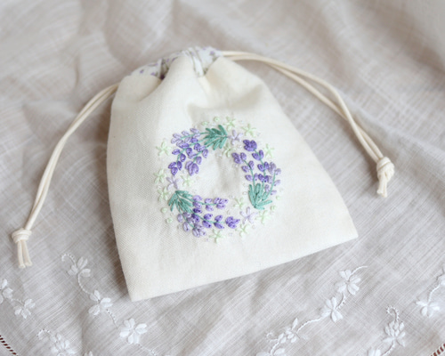 ちっちゃな巾着サシェ/詰替えタイプ【ラベンダーリース】 ちっちゃな