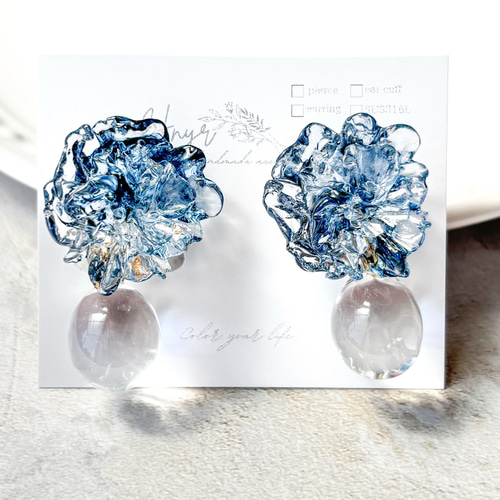 フラワー レジンアクセサリー お花 サージカルステンレス 金属