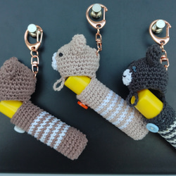 【送料無料】ピーチベージュくまちゃん　リップケース バックチャーム 11枚目の画像