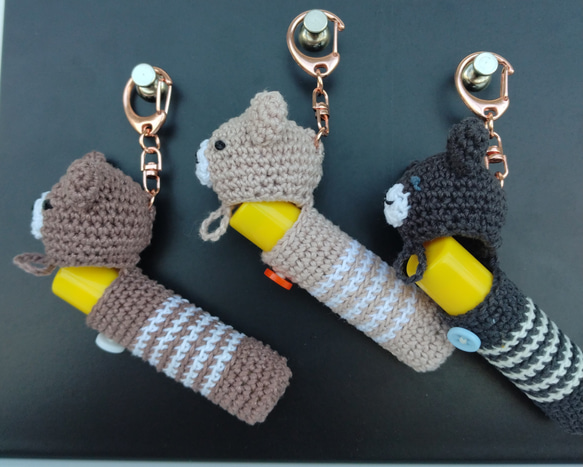 【送料無料】ピーチベージュくまちゃん　リップケース バックチャーム 11枚目の画像