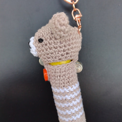 【送料無料】ピーチベージュくまちゃん　リップケース バックチャーム 8枚目の画像