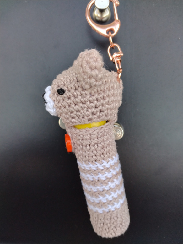 【送料無料】ピーチベージュくまちゃん　リップケース バックチャーム 8枚目の画像