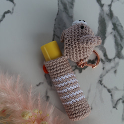 【送料無料】ピーチベージュくまちゃん　リップケース バックチャーム 4枚目の画像