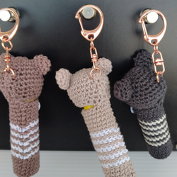 【送料無料】ピーチベージュくまちゃん　リップケース バックチャーム 10枚目の画像