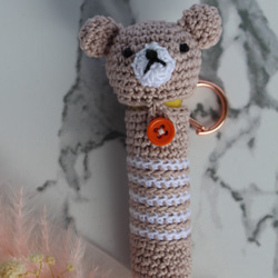 【送料無料】ピーチベージュくまちゃん　リップケース バックチャーム 1枚目の画像