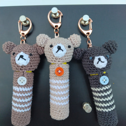 【送料無料】ピーチベージュくまちゃん　リップケース バックチャーム 9枚目の画像