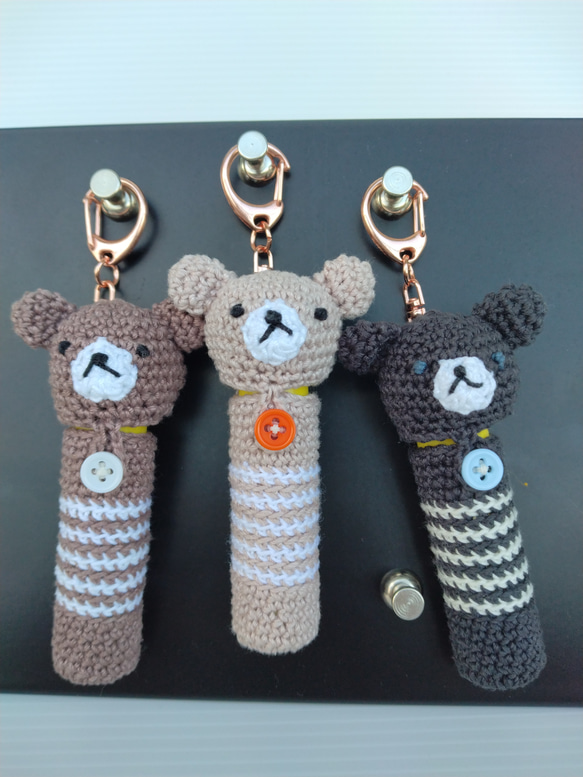 【送料無料】ピーチベージュくまちゃん　リップケース バックチャーム 9枚目の画像