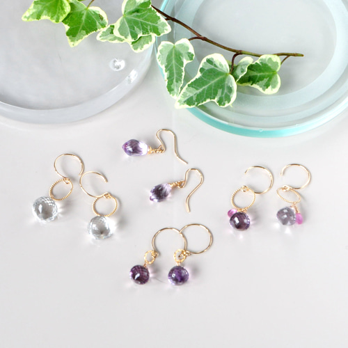 宝石型カットのクリスタル×カラーオパール2wayピアス 宝石型カットのクリスタル×カラーオパール2wayピアス