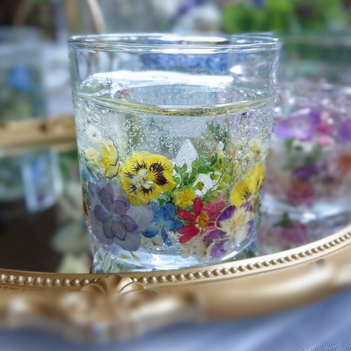 紫陽花とカラフル小花たちのジェルキャンドルホルダー/お供え