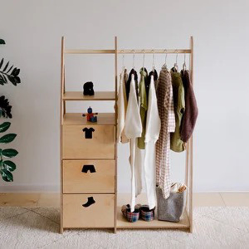 サイズ、デザインオーダー可！お子様用ハンガーラック○ナチュラル