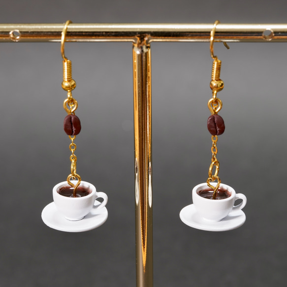 コーヒーカップ フックピアス 珈琲 コーヒー豆 おしゃれ ピアス