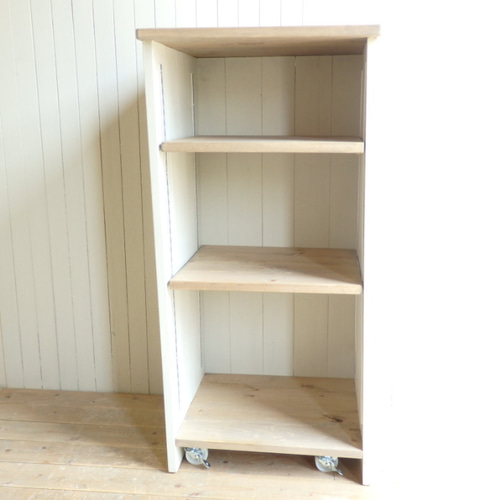 サイズオーダー可！●3扉キャビネットラック●シャビーホワイト無垢材●受注製作 送料がかなり安くなりました！☆オーダー可！○超ワイド3段ローラック