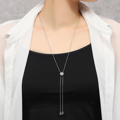 再販】フィリグリークリスタルループタイロングネックレス【サージカル