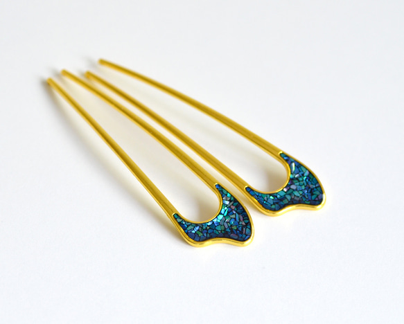 ☆螺鈿細工風レジンかんざし 13枚目の画像