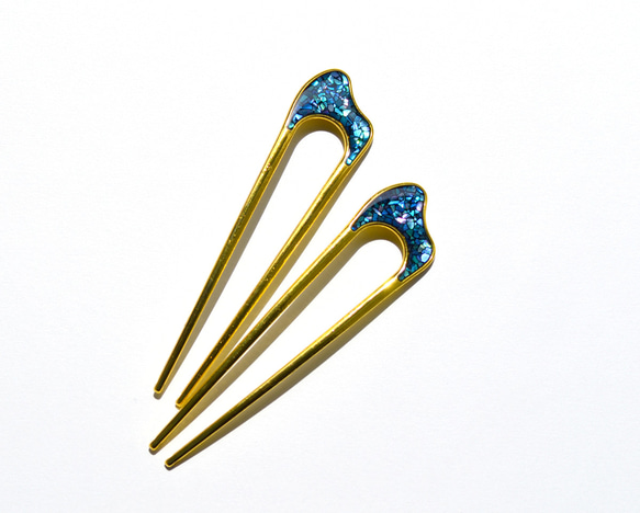 ☆螺鈿細工風レジンかんざし 3枚目の画像