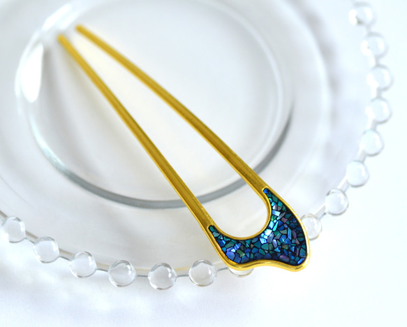 ☆螺鈿細工風レジンかんざし 8枚目の画像