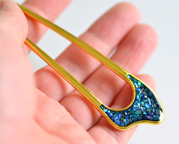 ☆螺鈿細工風レジンかんざし 5枚目の画像