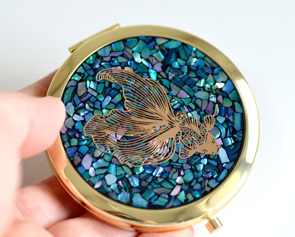 螺鈿細工風レジン／コンパクトミラー#02 手鏡 ma-mo 通販 17929553