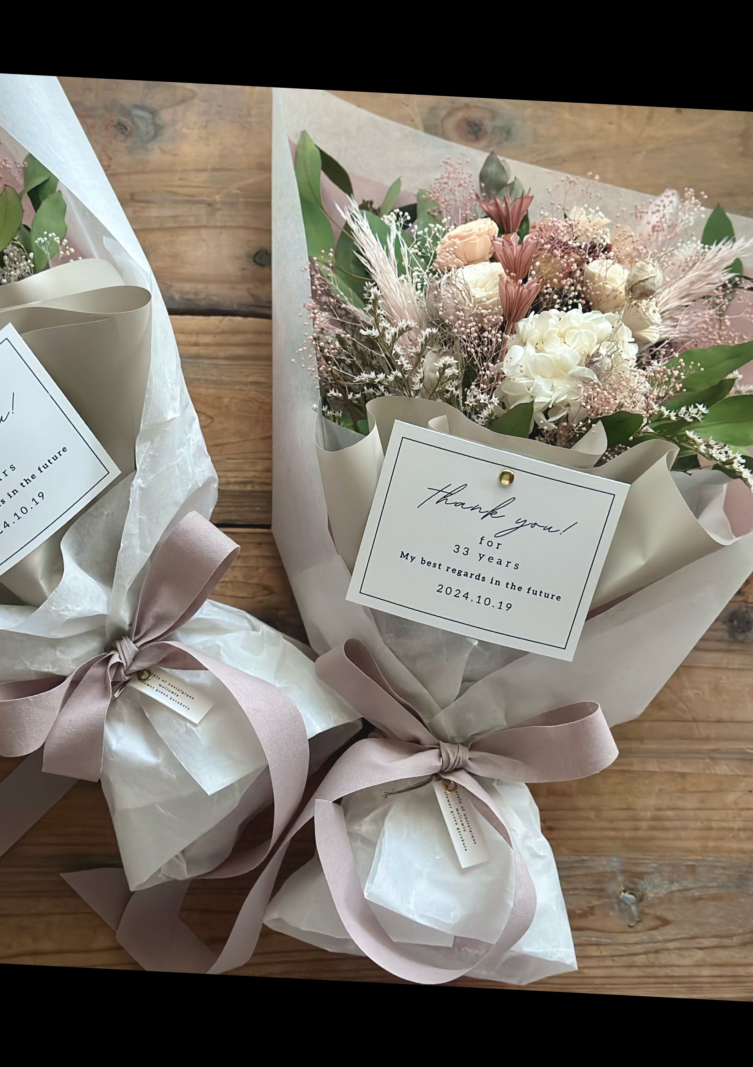 名入れカード付 両親贈呈オーダーメイド花束２個set