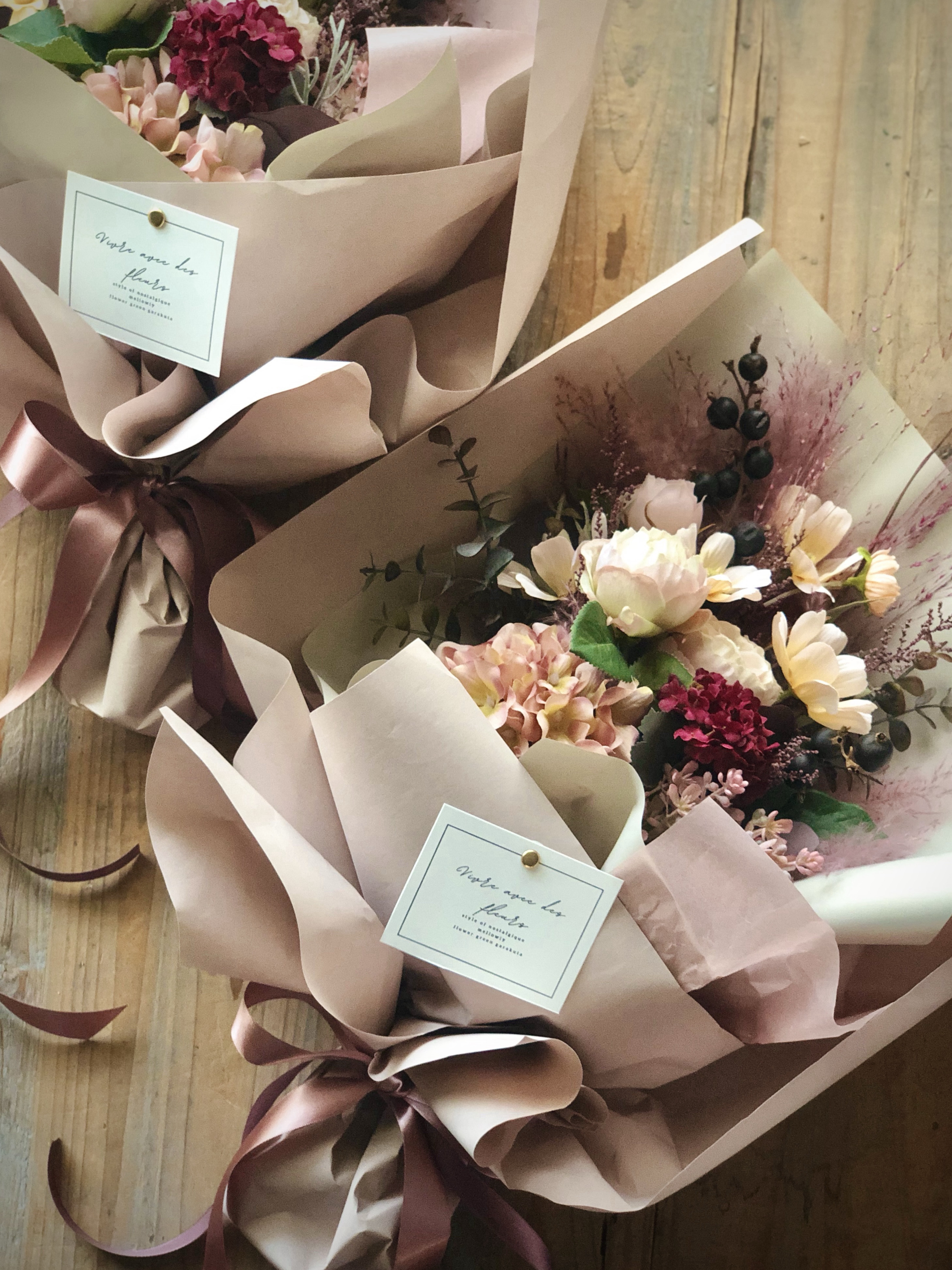 名入れカード付 両親贈呈オーダーメイド花束２個set