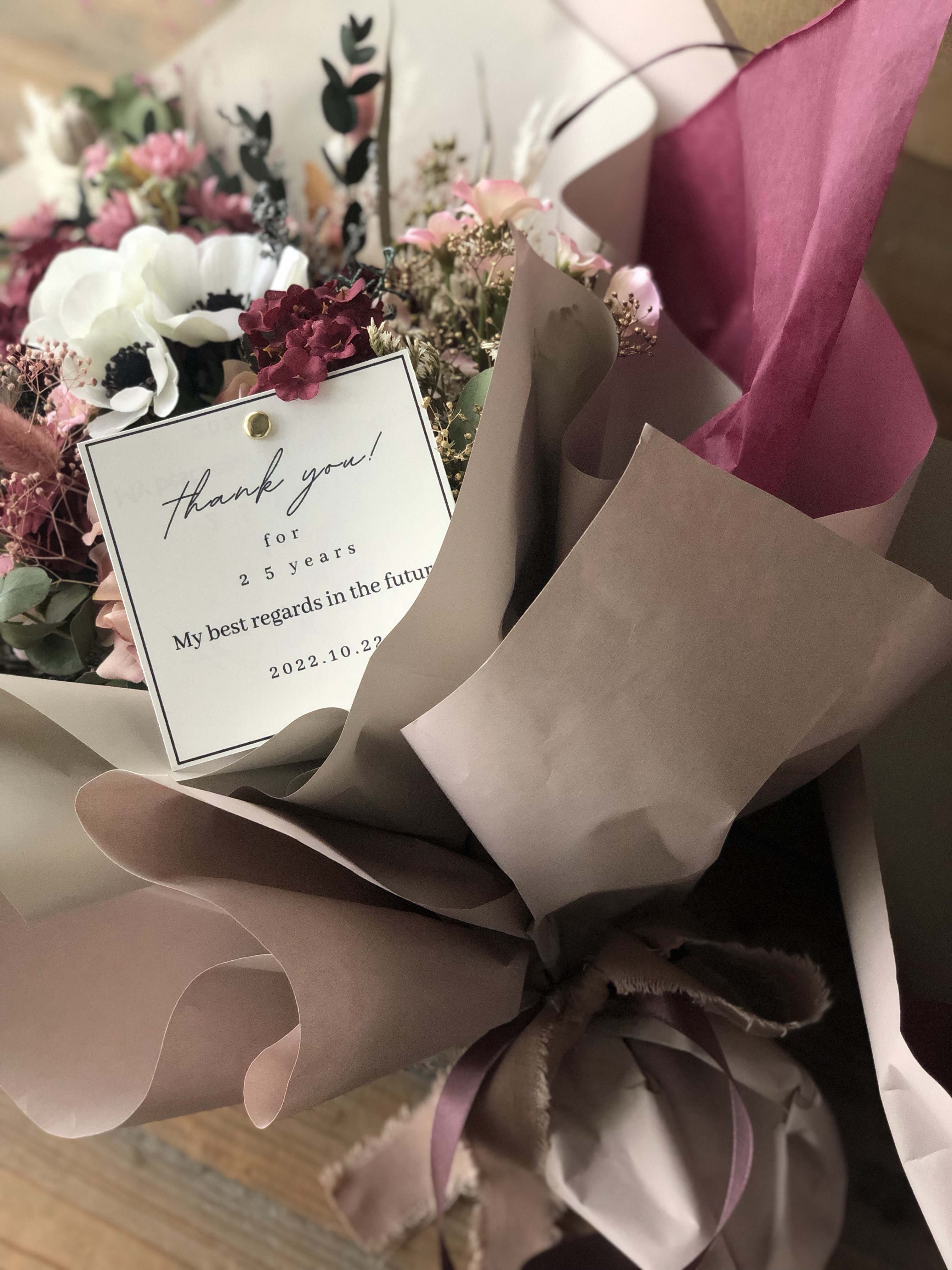 名入れカード付 両親贈呈オーダーメイド花束２個set