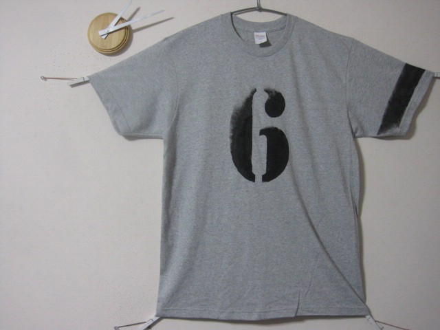 1点　スタンプ風　染めペイント　ラージナンバー【6】霜降りグレー　染め/手書き/クレヨン/レゲエ/アメカジ/ハンコ