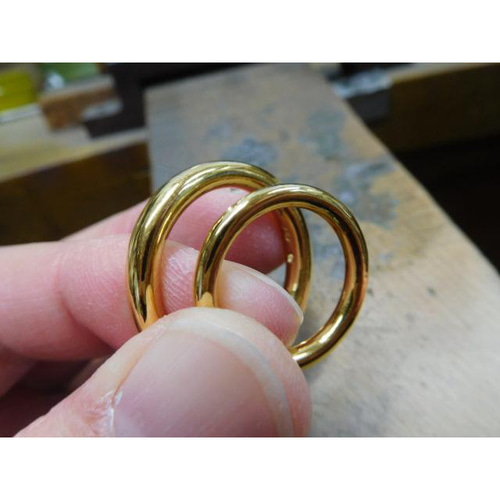 純金 結婚指輪 鍛造 24k 24金 k24 甲丸 超甲丸 光沢 鏡面 男性 太め