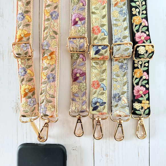 印度刺繡絲帶智慧型手機肩帶、肩帶，5 種顏色 第2張的照片
