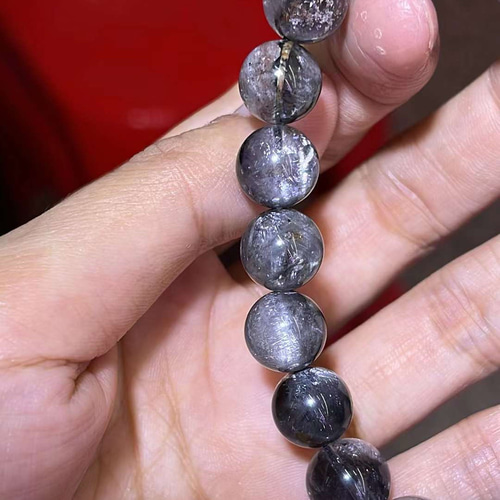 10.8mm 天然無処理 プラチナタイチン ルチル クォーツ ブレスレット  