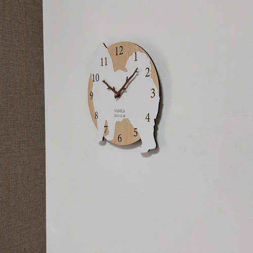 世界に一つだけの置時計（掛け時計）　写真からシルエット制作　記念日・贈り物に最適 うちの子シルエット】【世界に一つだけの時計】ワンちゃん