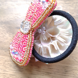 ピンクのリボンヘアアクセサリー[21032] 2枚目の画像