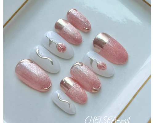 #008 ピンクネイル　ネイルチップ 4f14137736829c546c3185911eea17