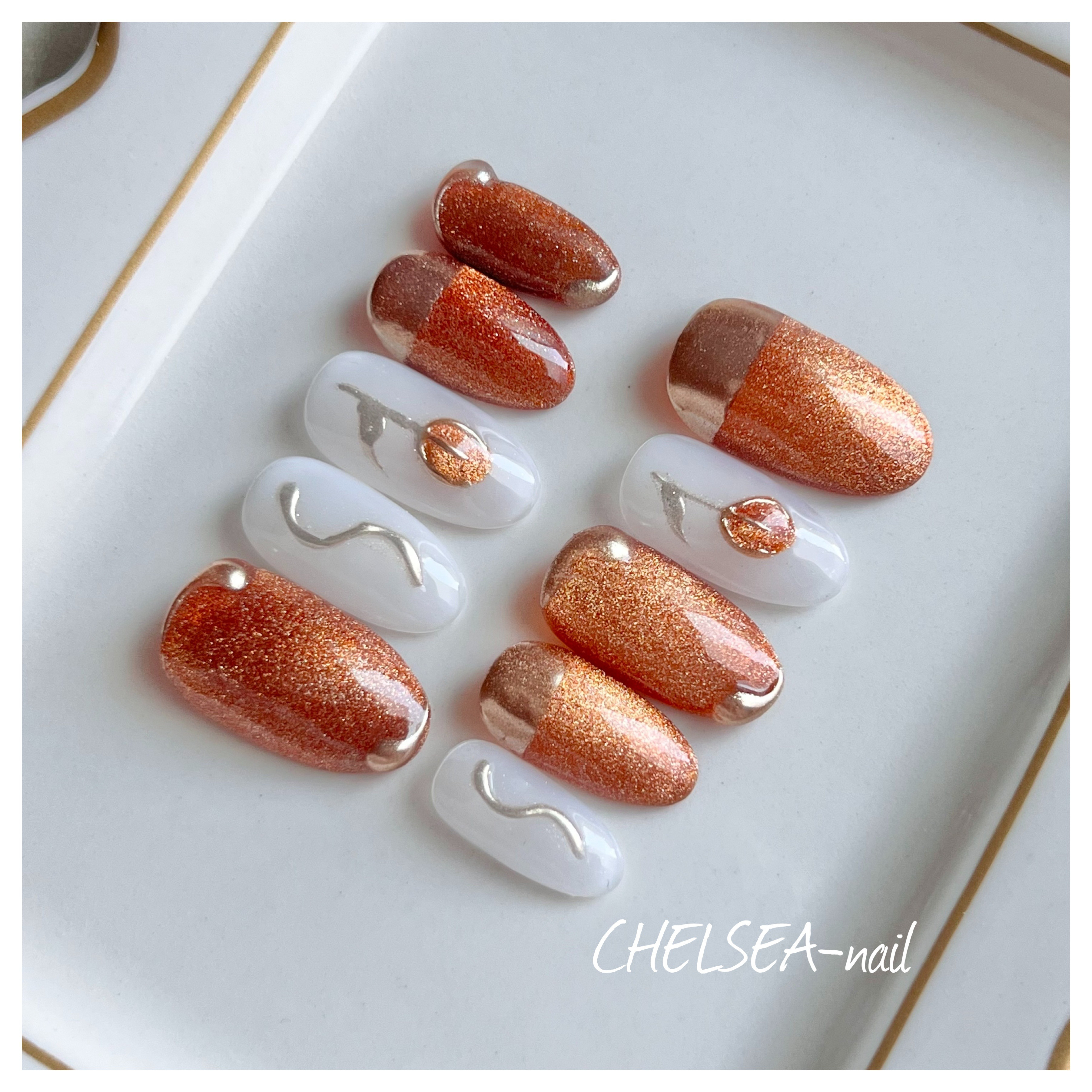 フルーツネイル マグネットネイル オーロラ オレンジ ネイルチップオーダー