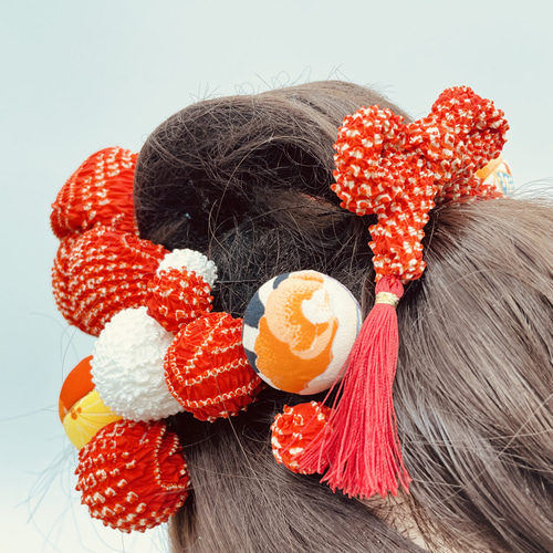 ❤ ご予約品 ❤ ちんころ かのこ 鹿の子 和玉14本セット 木目込み鞠 赤