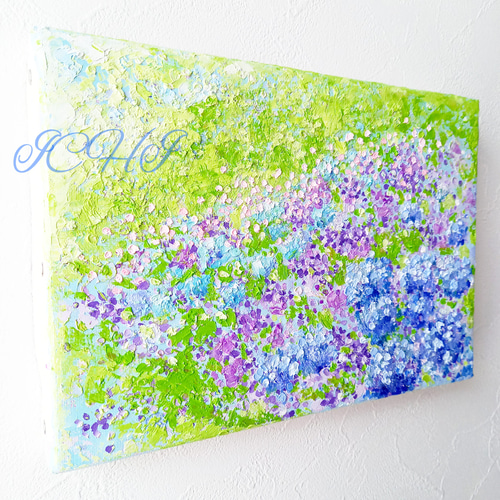 憂鬱を吹き飛ばす!森の中で出会った奇跡の紫陽花、油絵 油絵】【天空のピンクと紫の紫陽花】 #油絵 #手書き #アート