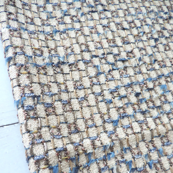 LINTON】ツイードカットクロス ナチュラルカラー＊シャビーブルー系  