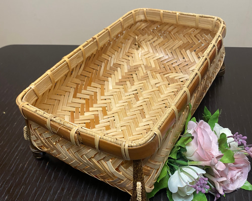 竹細工　おひつ（大2.小2）　小物入れ 見せる収納に大活躍！ 足付き竹小物入れ 大きいサイズ フリーボックス