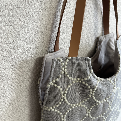 ミナペルホネンtambourine しずくバックL size gray × light