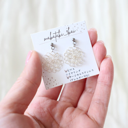 ワイヤークロッシェの軽いピアス｜華奢で上品な丸モチーフアクセサリー 2枚目の画像