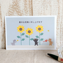 暑中見舞いハガキ/猫とひまわり〈暑中見舞い・残暑見舞いハガキ〉ポストカード 3枚目の画像