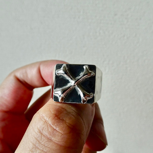 仁尾彫金『クロスボーンプレート、印台リング』ハンドメイド298 仁尾彫金『クロスボーンプレート、印台リング』ハンドメイド298