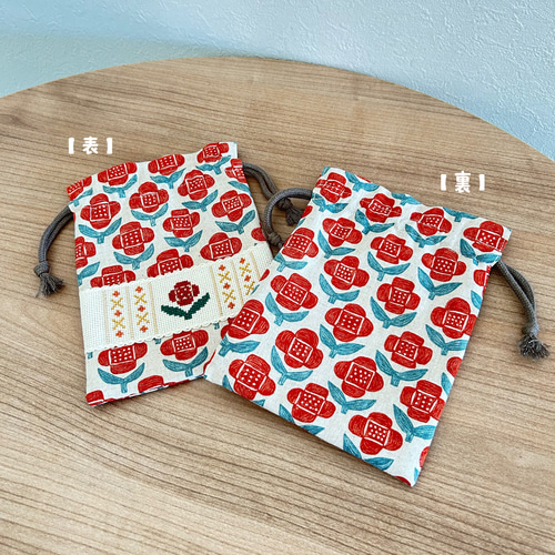 pjc刺繍生地   花園小花   ハンドメイド  あおり巾着バッグ 81ff01ebacc3f5dc79faf41cd55aba